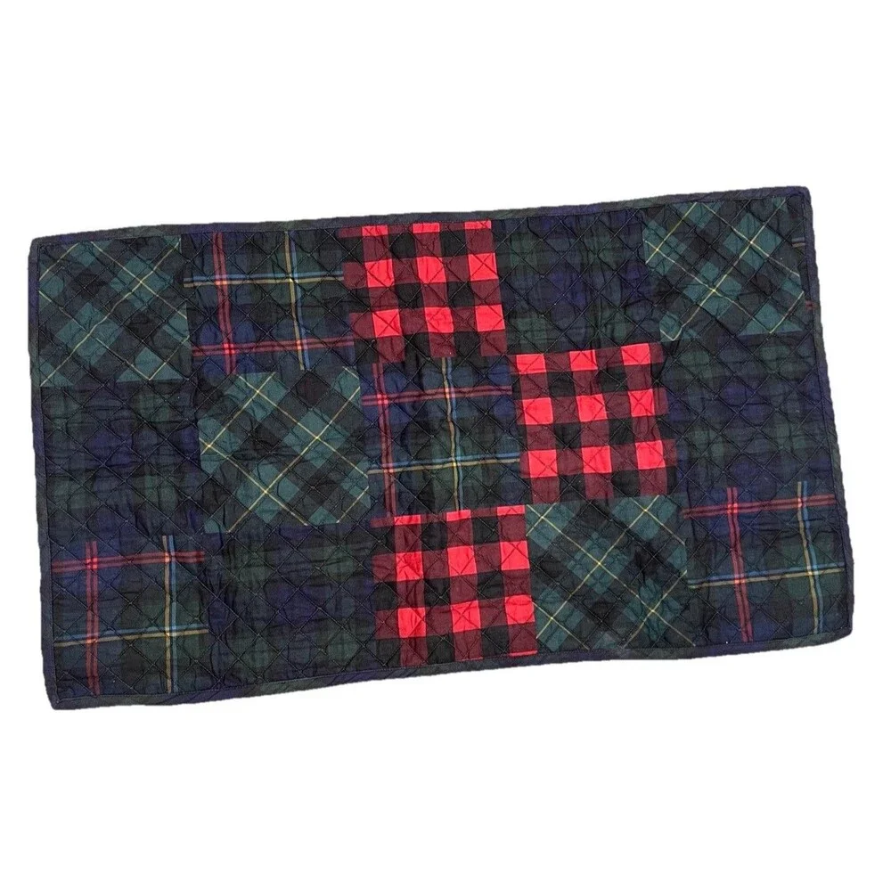 Lauren Ralph Lauren Hadley‎ Quilted Patchwork King Sham 20x36 Green Plaid